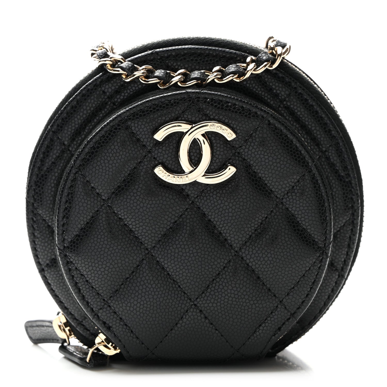 Chanel Caviar Quilted Round Coco Clutch With Chain Black 1 of 9