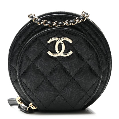 Chanel Caviar Quilted Round Coco Clutch With Chain Black 1 of 9