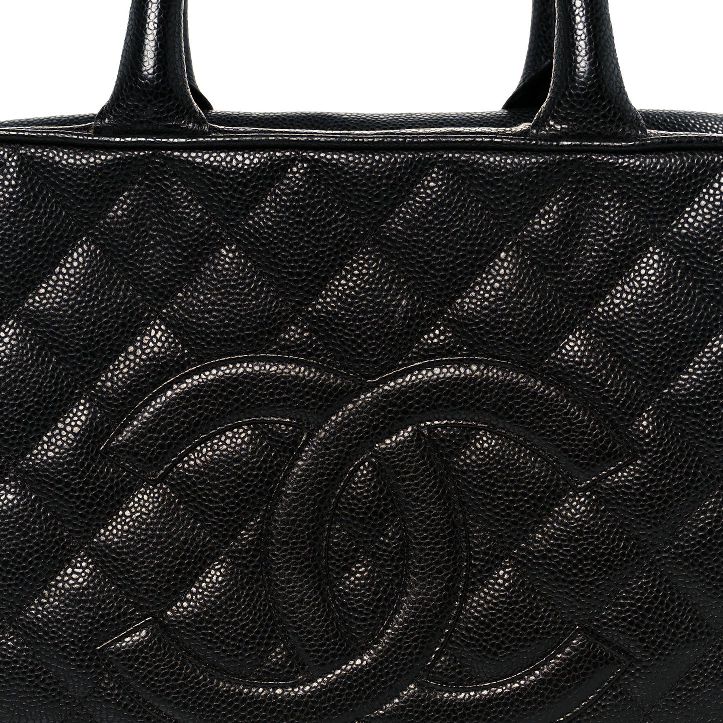 Caviar Quilted Large Bowler Bag Black