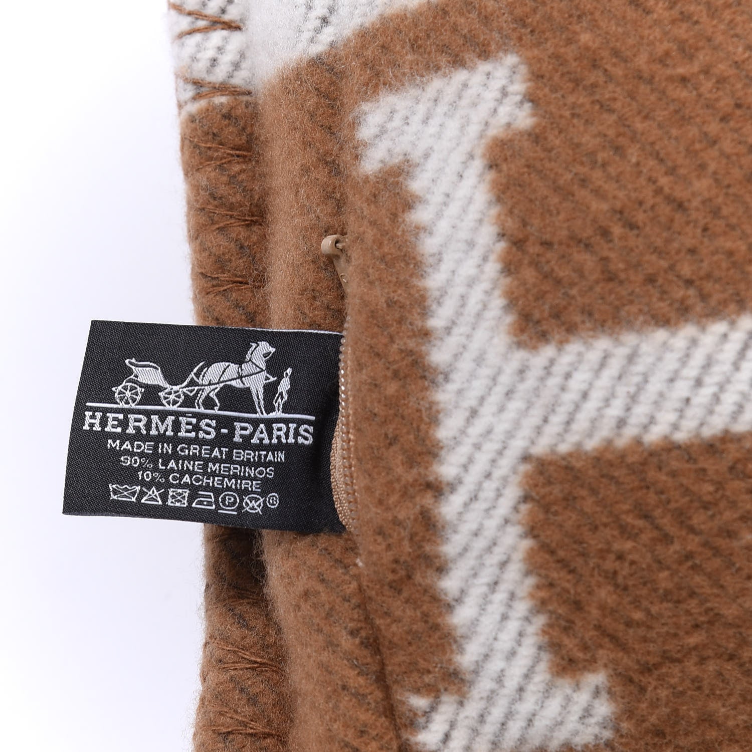 Hermes Wool Cashmere Avalon Pillow PM Ecru Camel 6 of 6
