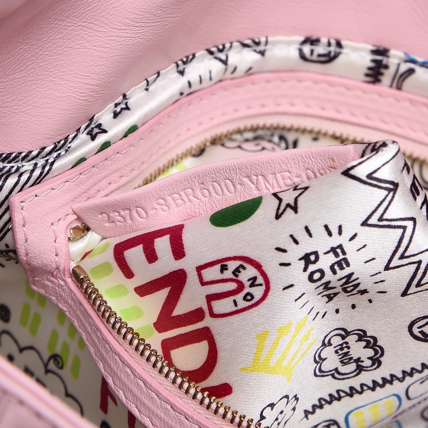 Fendi Nappa Logo Embossed Baguette Pink 7 of 10