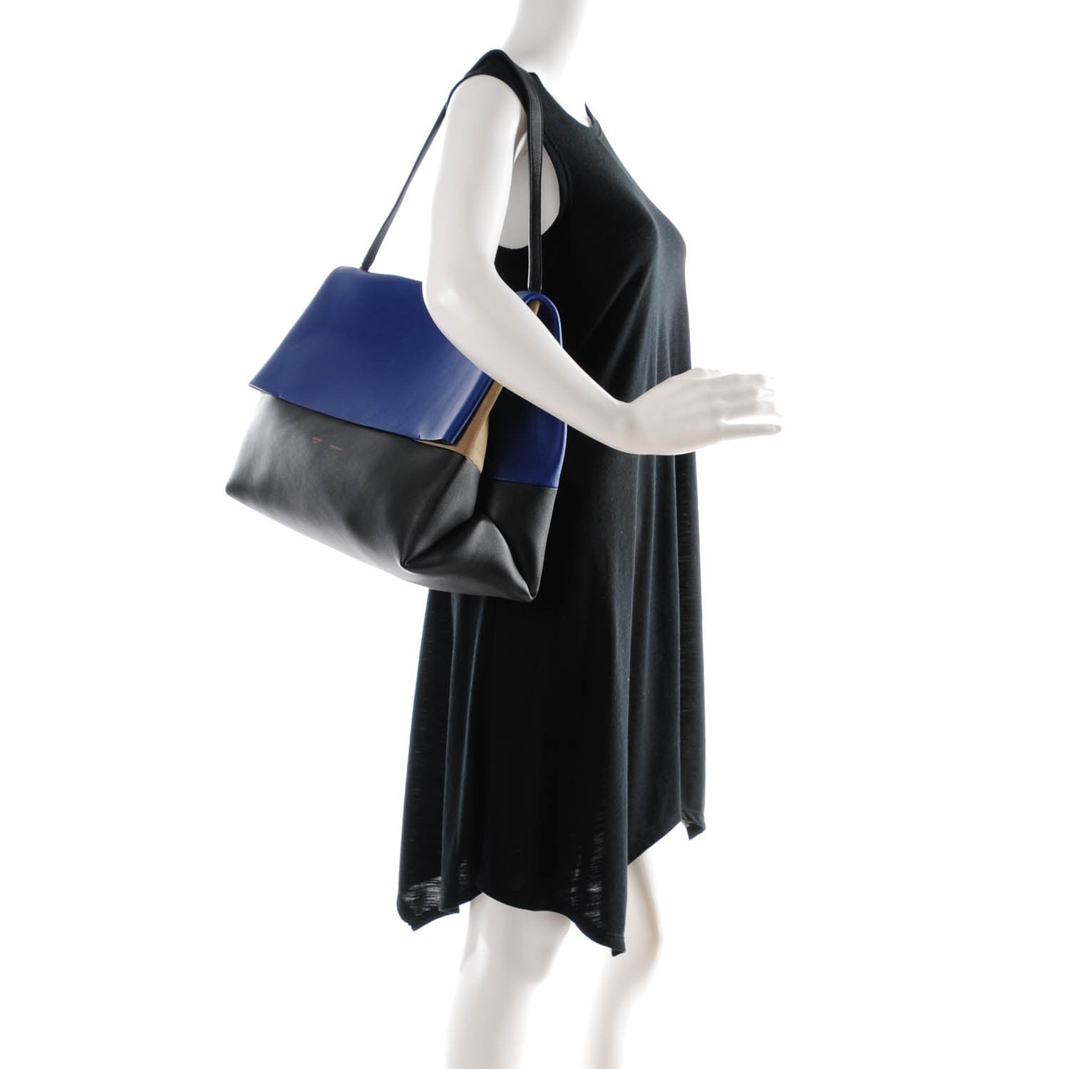 Celine Calfskin Suede All Soft Shoulder Bag Indigo 2 of 9
