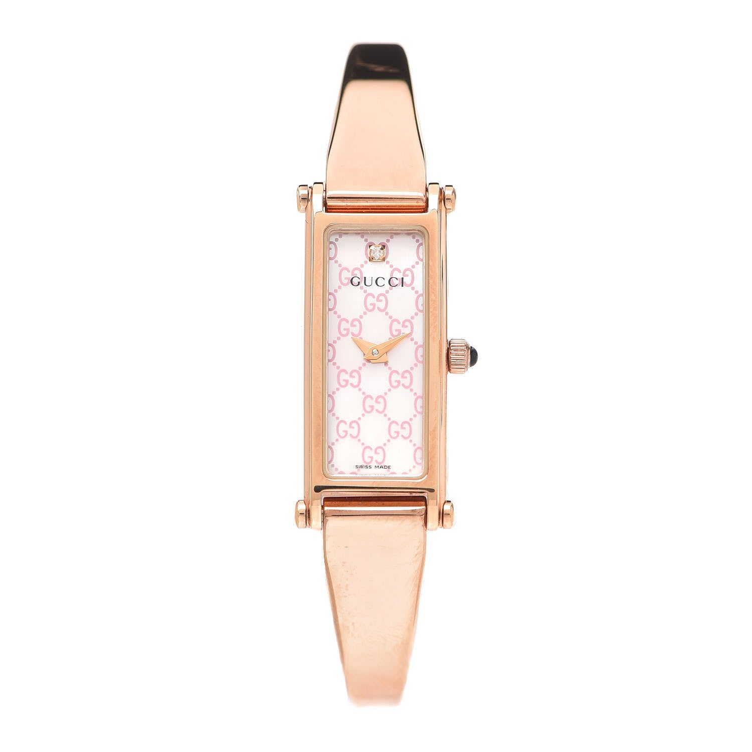 Gucci Stainless Steel Diamond Pink Mother of Pearl 12mm 1500L Horsebit Quartz Watch 1 of 5