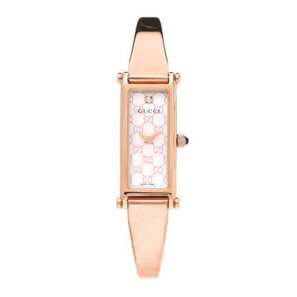 Gucci Stainless Steel Diamond Pink Mother of Pearl 12mm 1500L Horsebit Quartz Watch 1 of 5