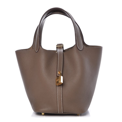 Hermes Taurillon Clemence Picotin Lock 18 PM Etoupe 1 of 8