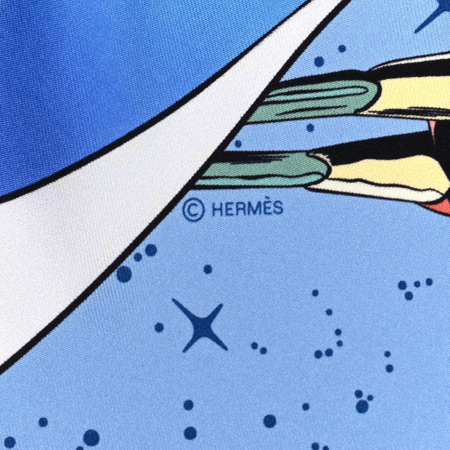 Hermes Silk Space Derby Scarf 90 Bleu Ciel Rose Vert Amande 4 of 5