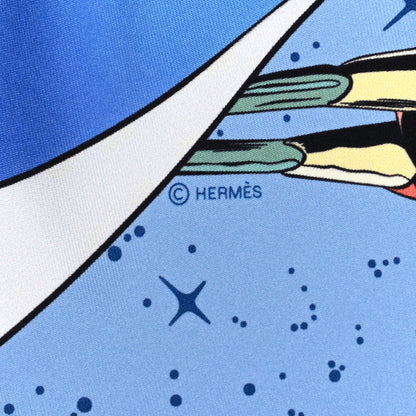 Hermes Silk Space Derby Scarf 90 Bleu Ciel Rose Vert Amande 4 of 5