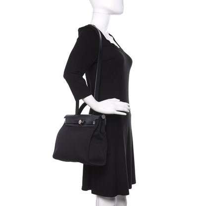 Hermes Vache Hunter Toile Herbag Zip 31 PM Bleu Indigo Black 2 of 9