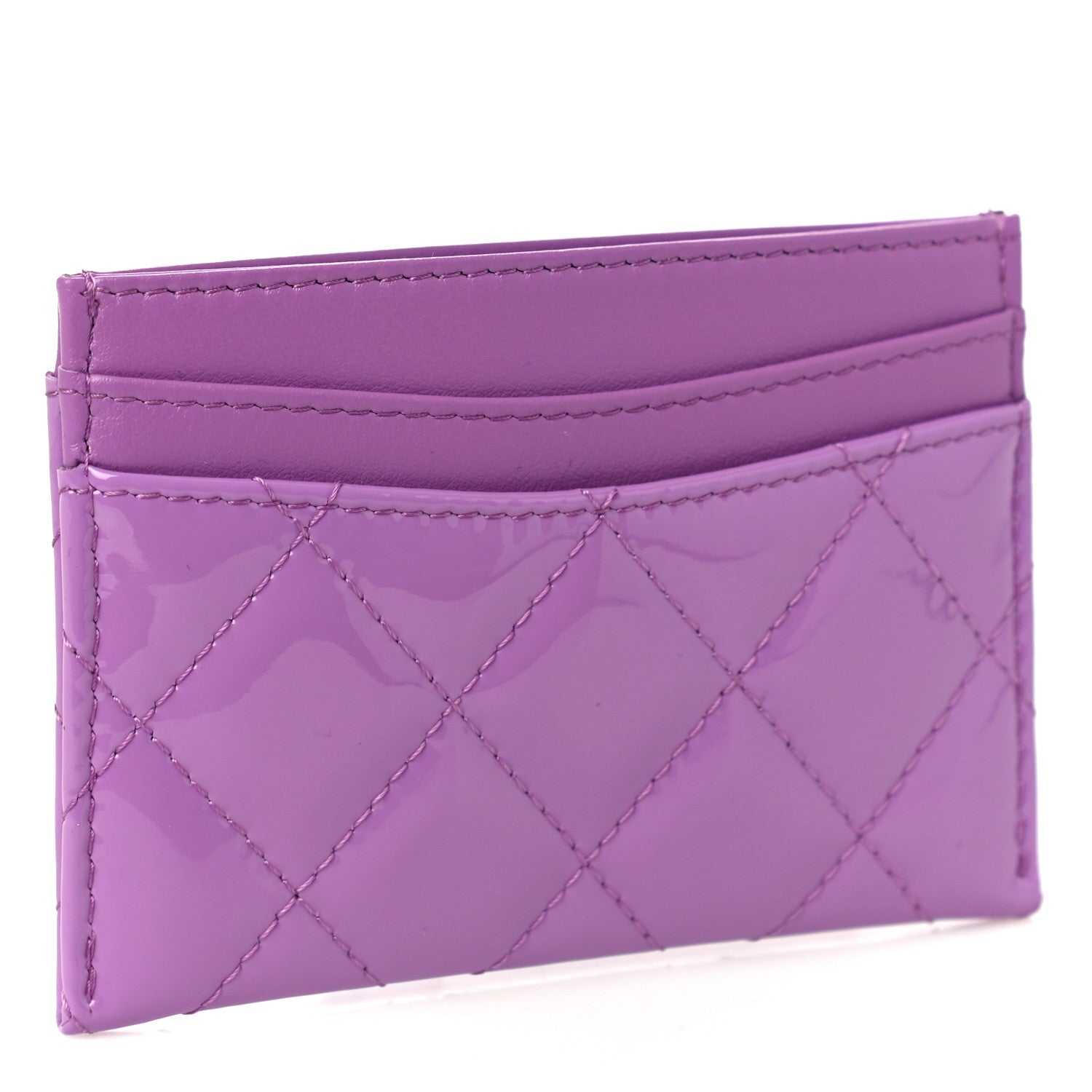 Chanel Patent Quilted Card Holder Purple 3 of 12