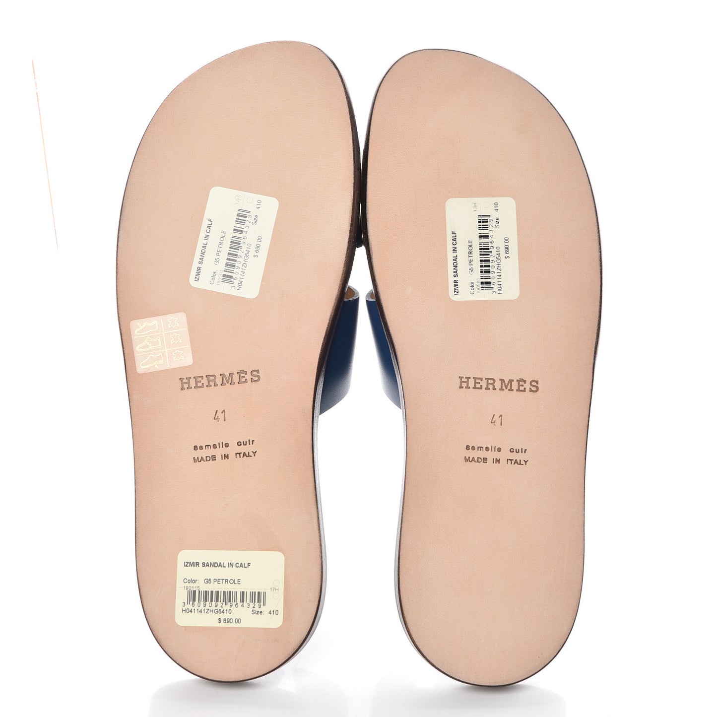 Calfskin Mens Izmir Sandals 41 Petrole