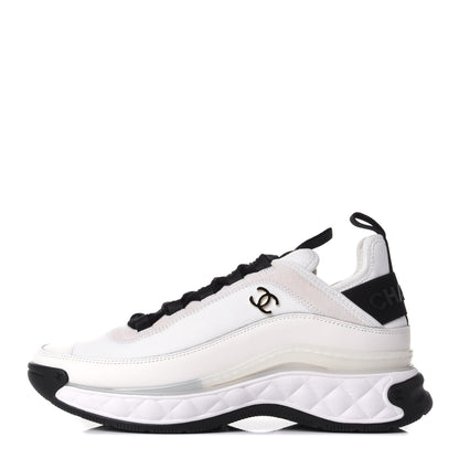 Chanel Velvet Calfskin Mixed Fibers CC Sneakers 37 Ivory Black 1 of 11