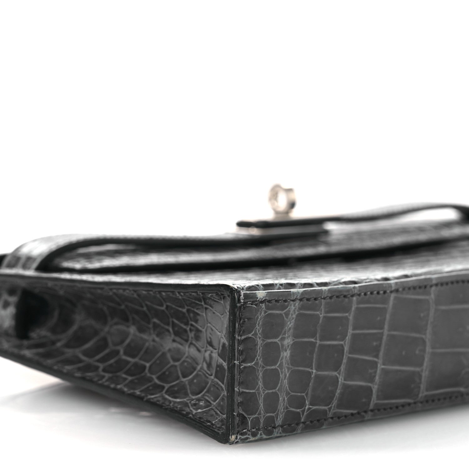 Hermes Shiny Niloticus Crocodile Kelly Elan Pochette Bleu Tempete 17 of 26