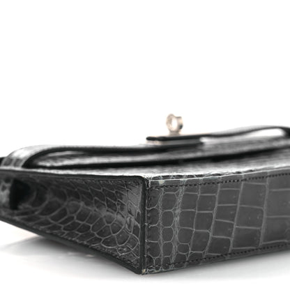 Hermes Shiny Niloticus Crocodile Kelly Elan Pochette Bleu Tempete 17 of 26