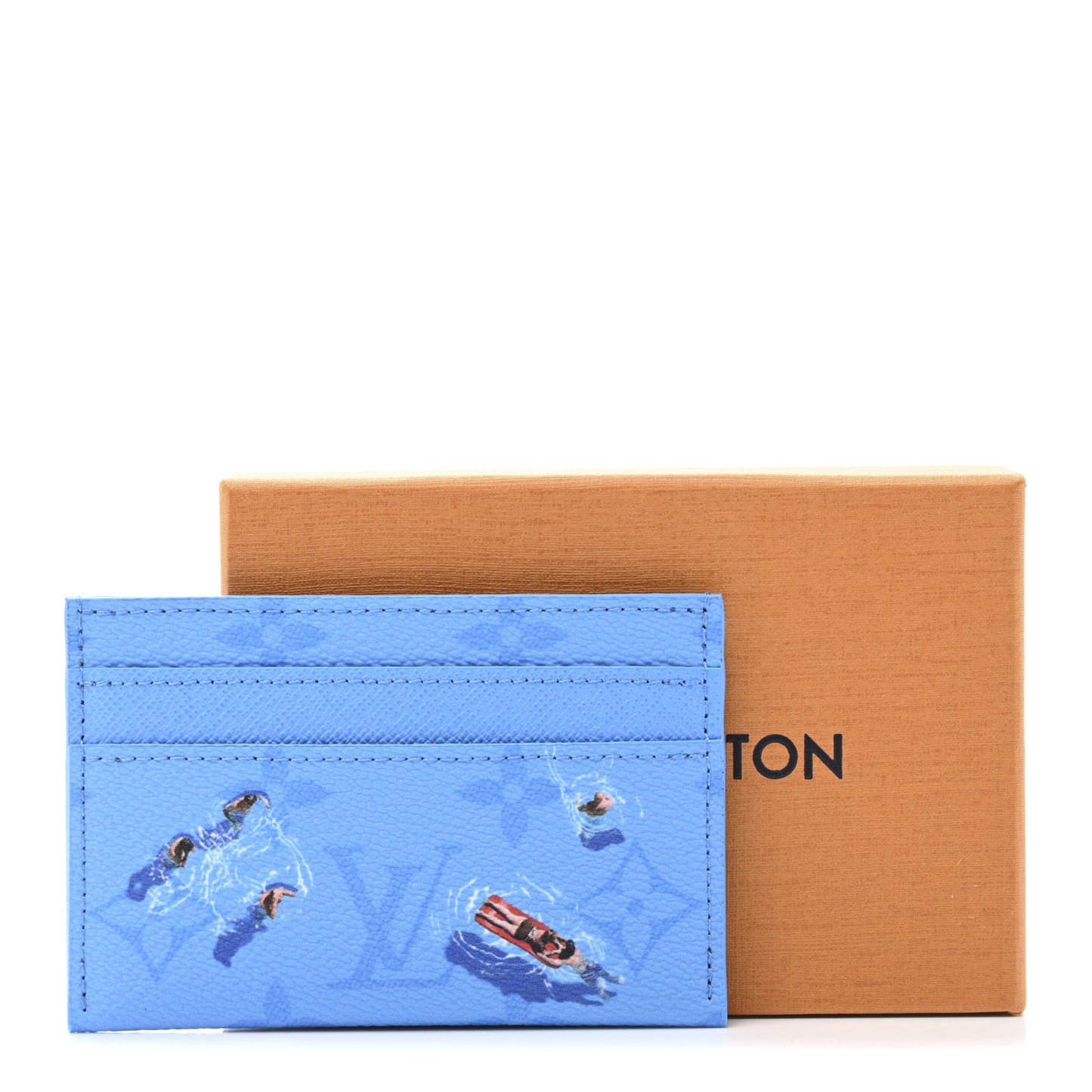 Monogram Double Card Holder Blue lagoon