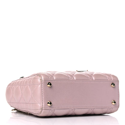 Christian Dior Metallic Lambskin Cannage Mini Lady Dior Lotus 4 of 20
