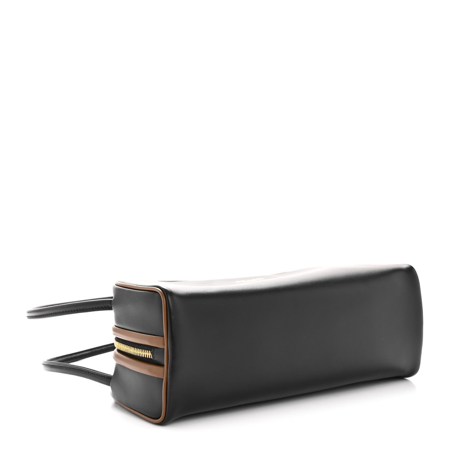 Prada Soft Calfskin Swing Shoulder Bag Black Hazelnut 4 of 12