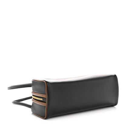 Prada Soft Calfskin Swing Shoulder Bag Black Hazelnut 4 of 12