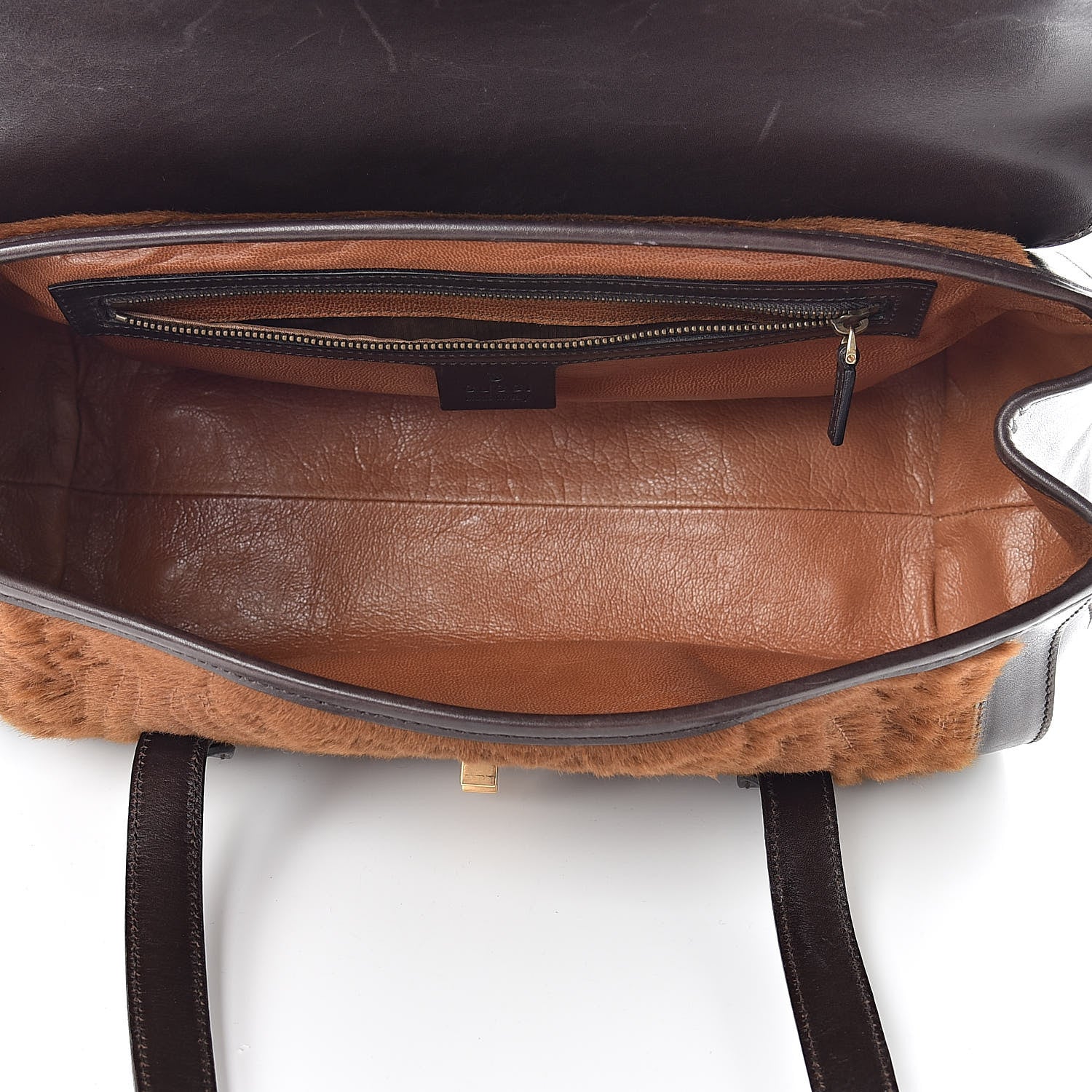 Gucci Calf Hair Calfskin Bamboo Bullet Satchel Brown 5 of 21
