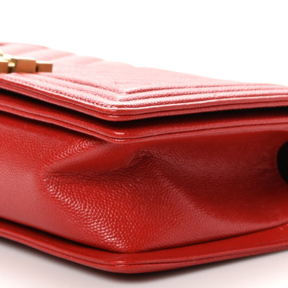 Chanel Caviar Chevron Quilted Medium Boy Flap Red 10 of 10