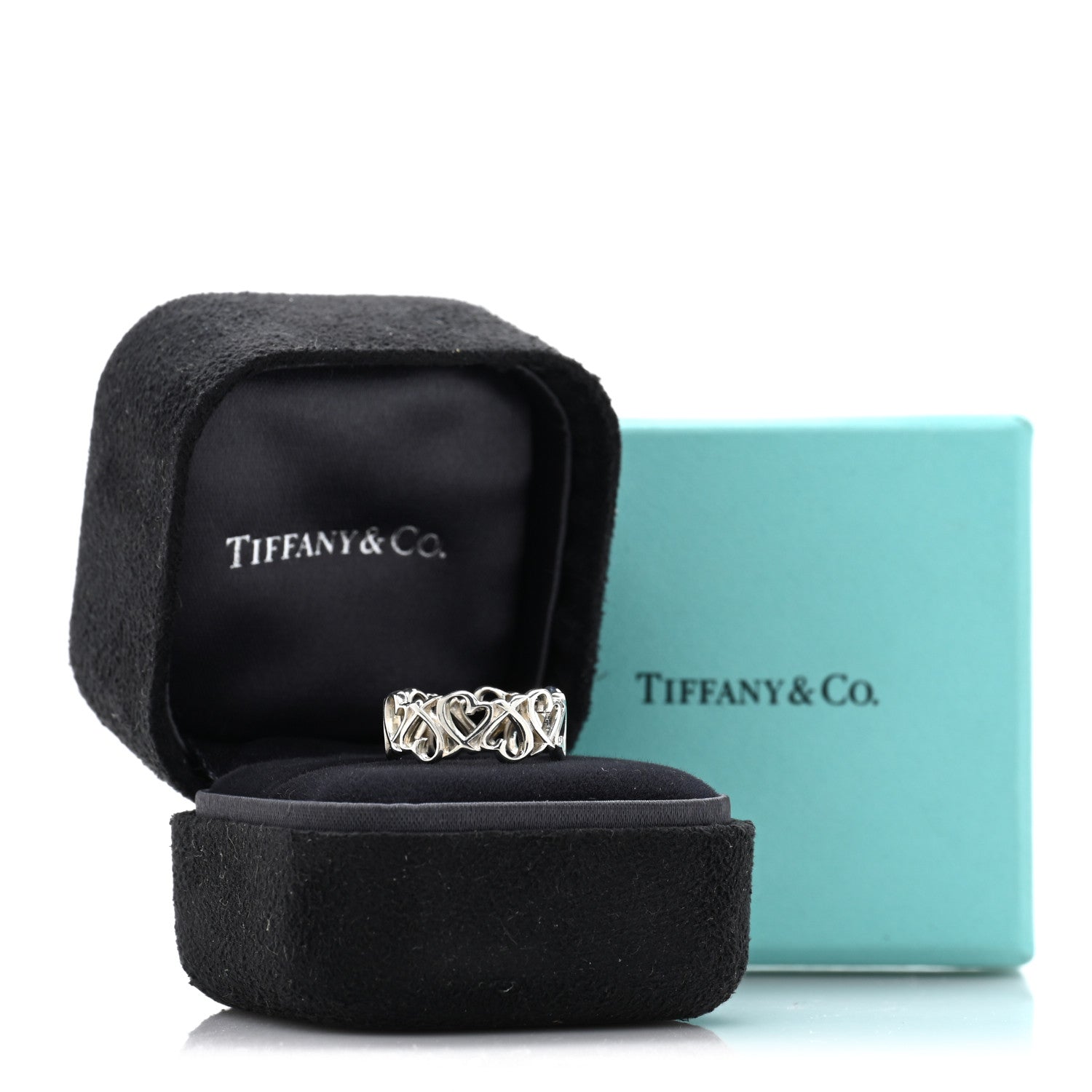 Tiffany Sterling Silver Paloma Picasso Loving Heart Band Ring 46 3.75 5 of 5