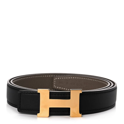 Hermes Swift Epsom 24mm Mini Constance H Belt 85 Black Etoupe 1 of 6