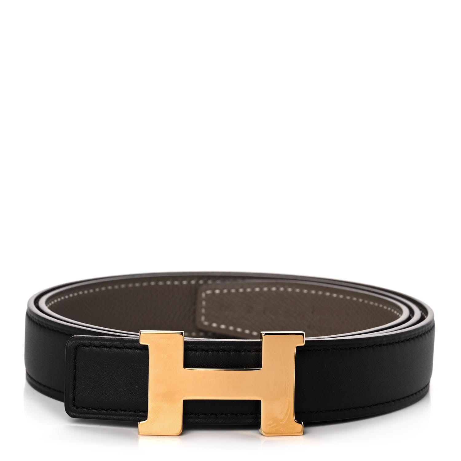 Hermes Swift Epsom 24mm Mini Constance H Belt 85 Black Etoupe 1 of 6