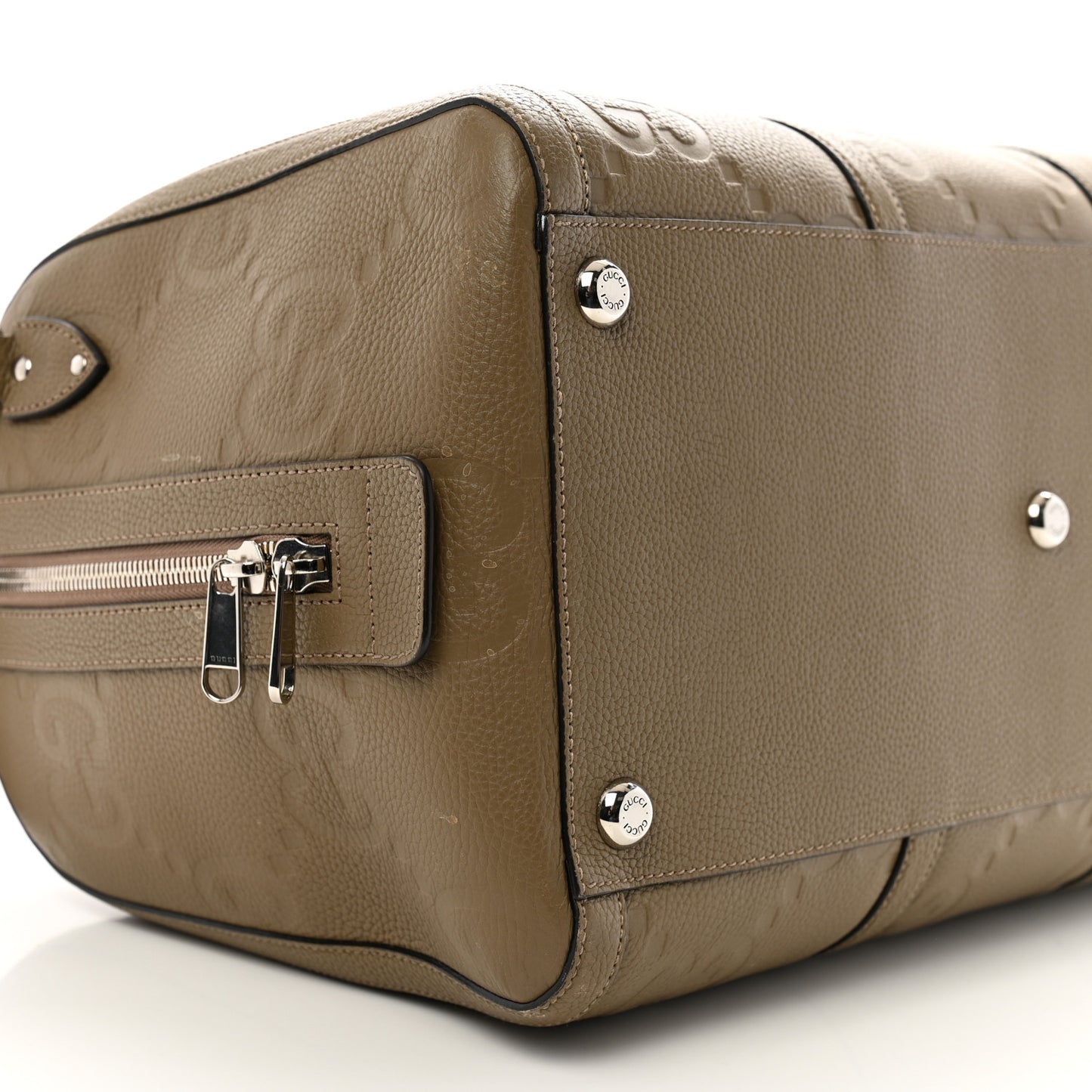 Piuma Calfskin Jumbo GG Embossed Large Duffle Bag Good Taupe