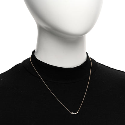 Tiffany 18K Rose Gold Diamond Mini T Smile Pendant Necklace 2 of 6