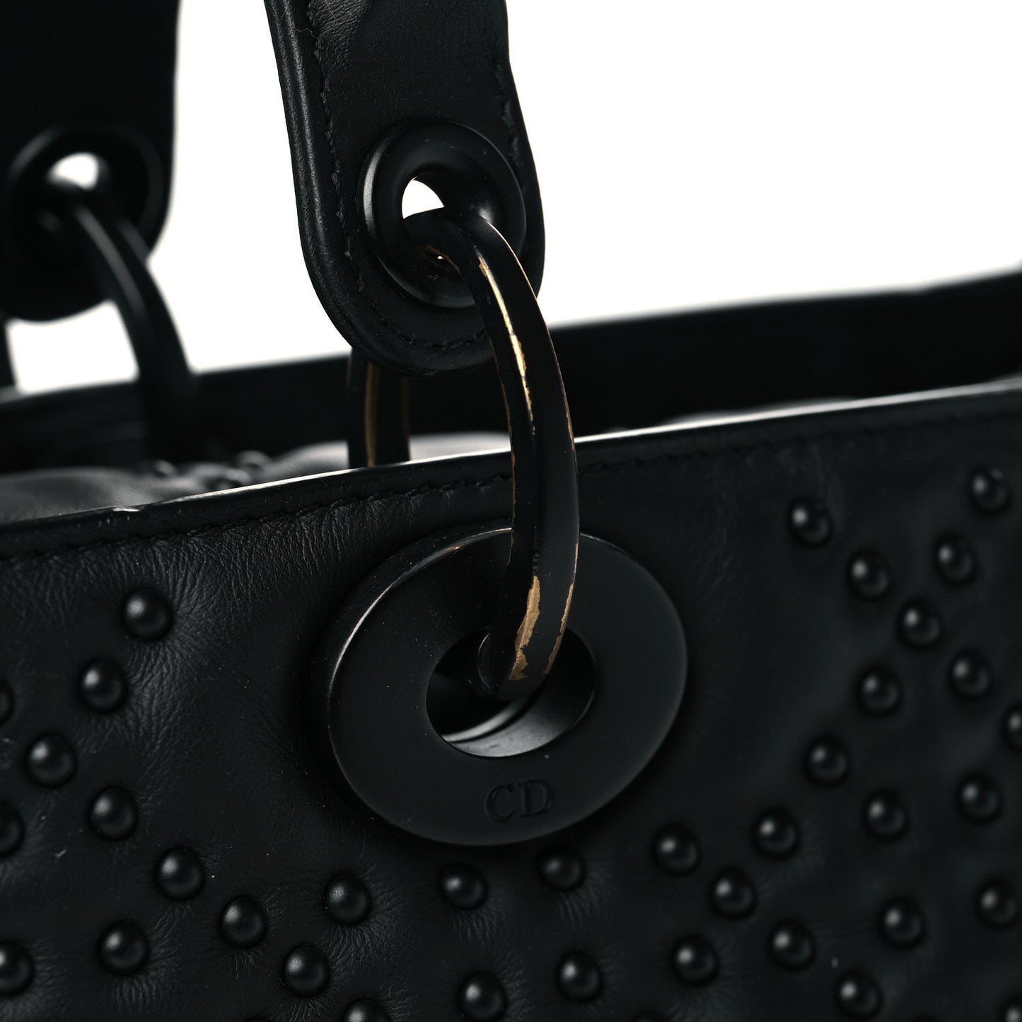 Calfskin Cannage Studded Medium Supple Lady Dior Black