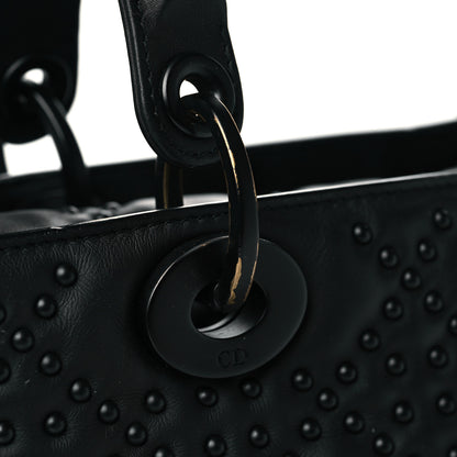 Christian Dior Calfskin Cannage Studded Medium Supple Lady Dior Black 10 of 10