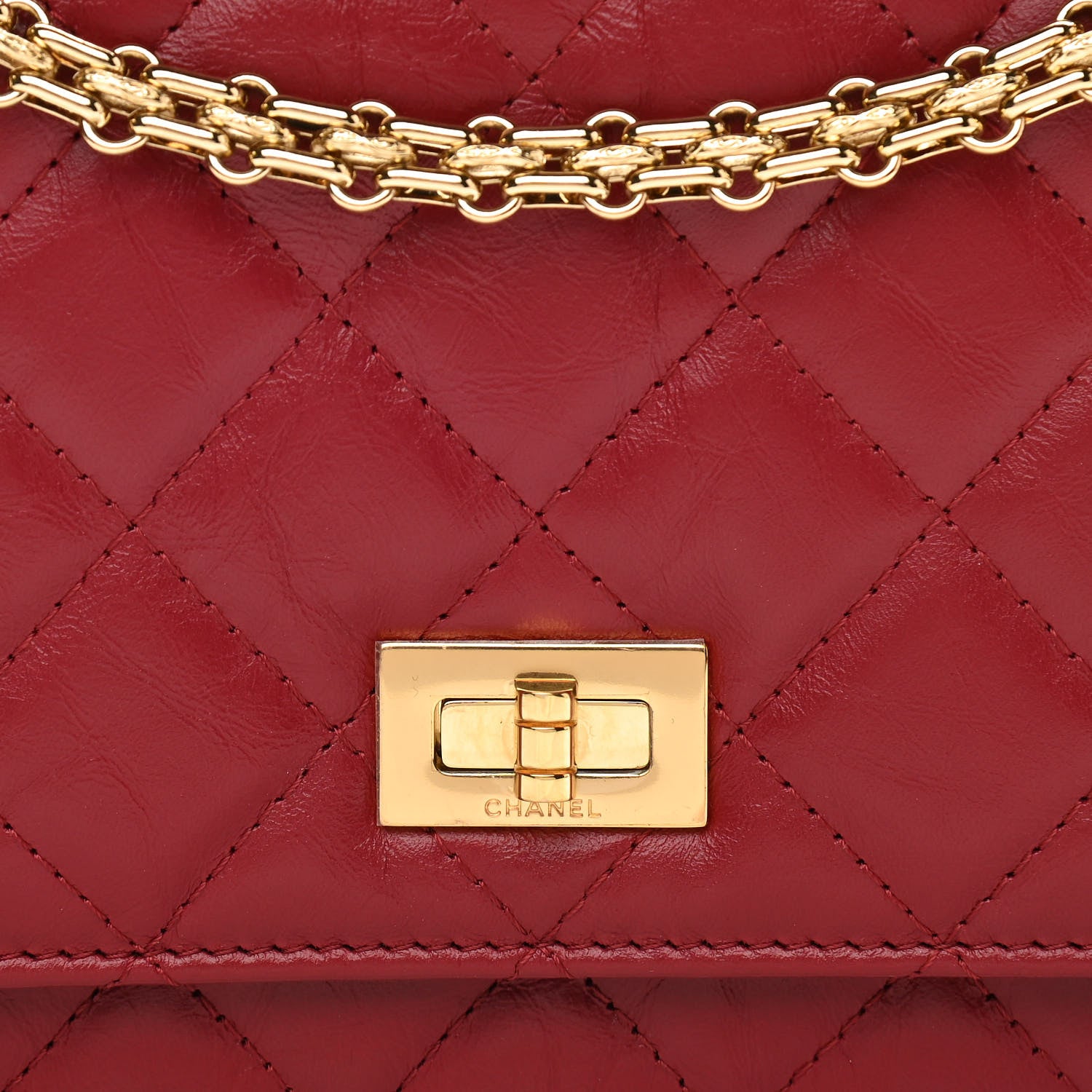 Chanel Aged Calfskin Quilted Reissue Wallet On Chain WOC Red 9 of 11
