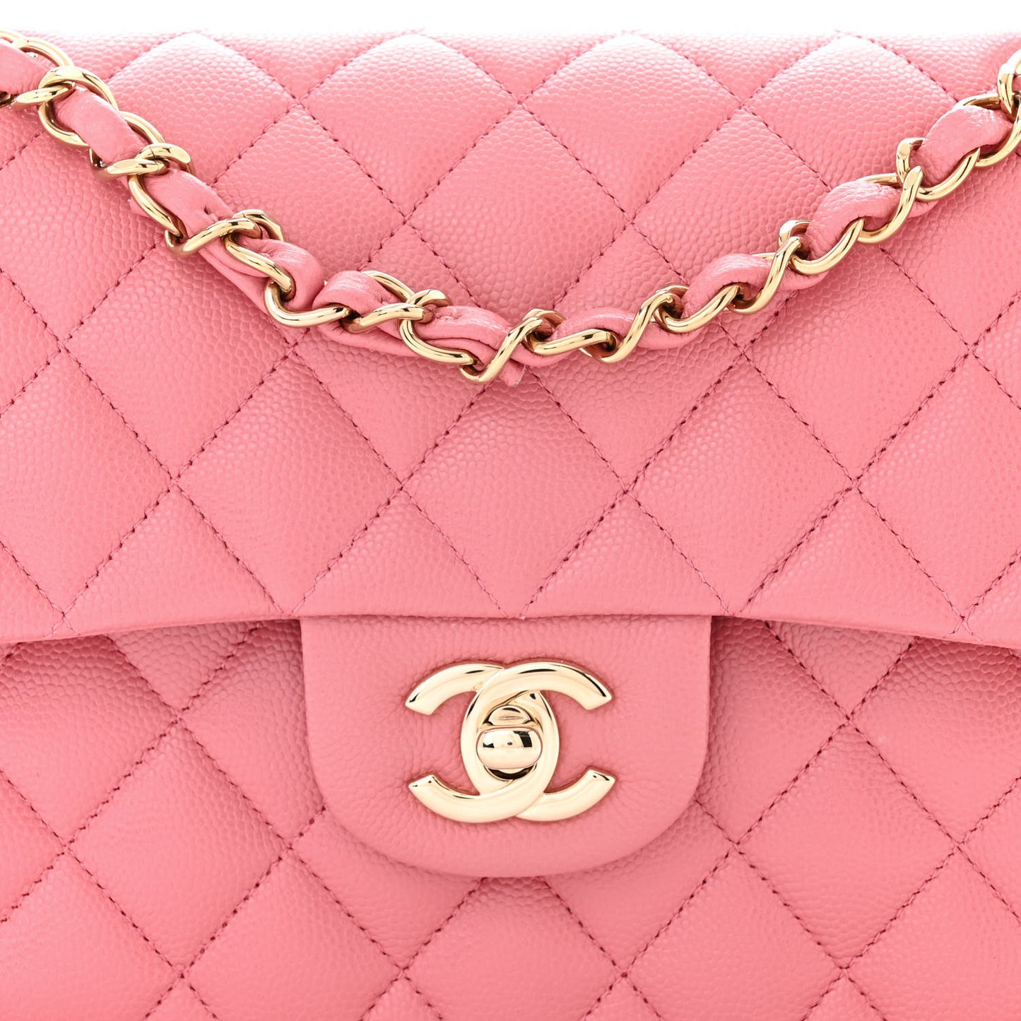 Caviar Quilted Small Double Flap Pink