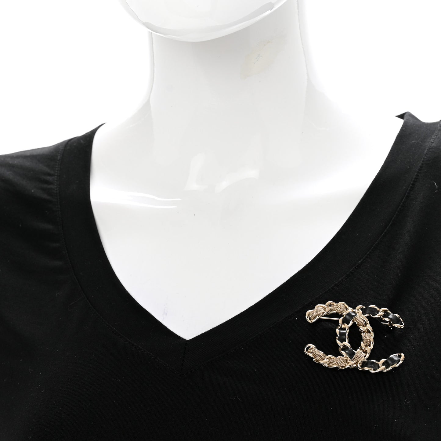 Enamel Metal Chain French New Wave Brooch Gold Black