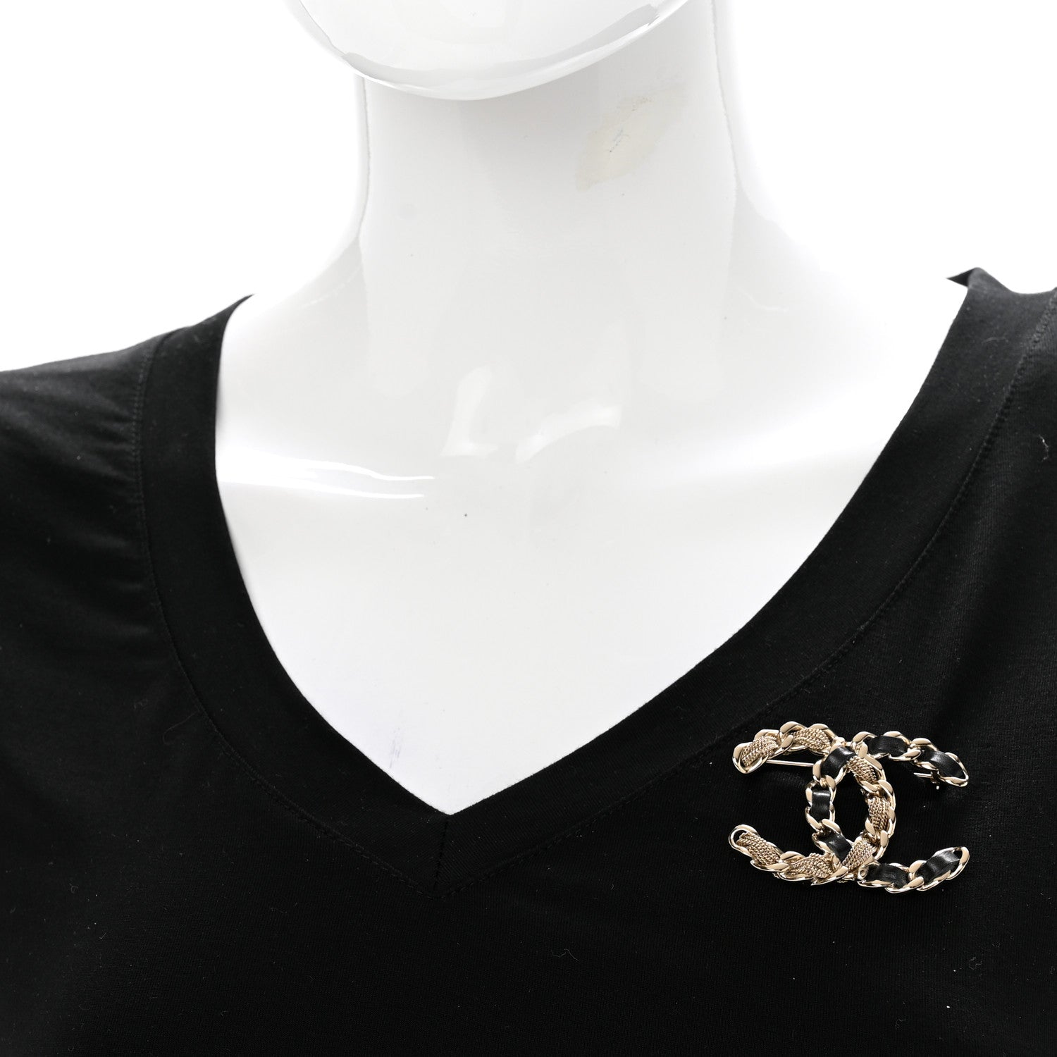Chanel Enamel Metal Chain French New Wave Brooch Gold Black 2 of 6