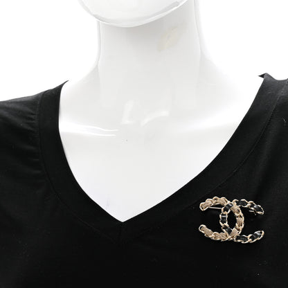 Chanel Enamel Metal Chain French New Wave Brooch Gold Black 2 of 6