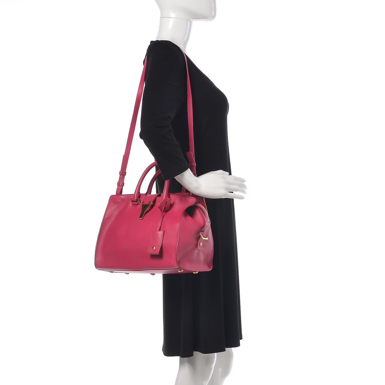 Saint Laurent Calfskin Small Classic Y Cabas Fuchsia 2 of 12
