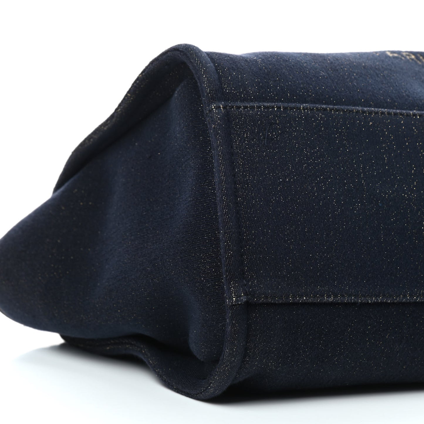 Lurex Canvas Medium Deauville Tote Navy Blue Gold