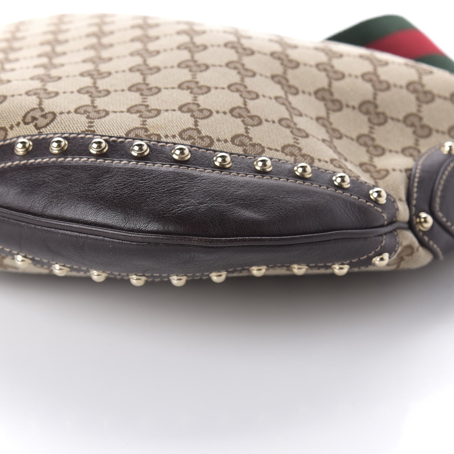 Gucci Monogram Web Studded Pelham Shoulder Bag Dark Brown 7 of 10