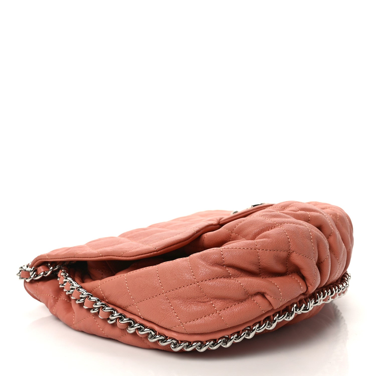 Chanel Washed Lambskin Quilted Large Chain Around Flap Coral 4 of 12