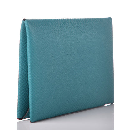 Hermes Epsom Calvi Card Case Bleu Paon 3 of 18
