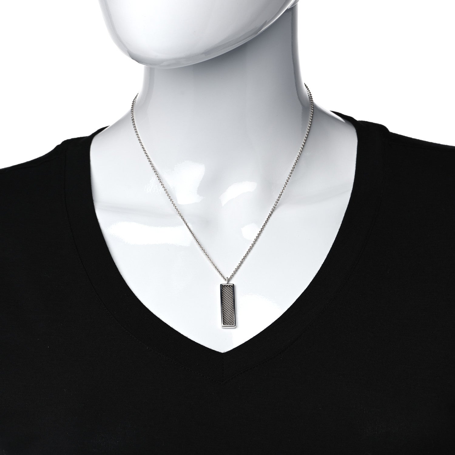 Tiffany Sterling Silver Somerset Mesh Bar Pendant Necklace 4 of 10