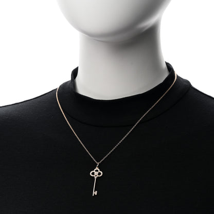 Tiffany 18K Rose Gold Diamond Crown Key Pendant Necklace 2 of 6