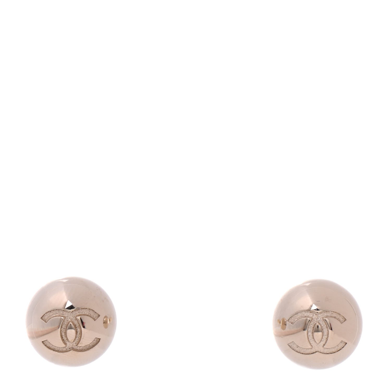 Chanel Metal Bead CC Stud Earrings Gold 1 of 4