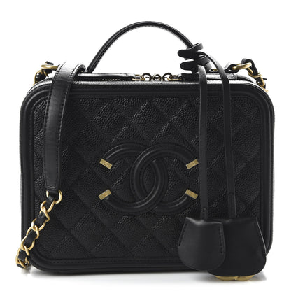 Chanel Caviar Quilted Medium CC Filigree Vanity Case Black 1 of 11