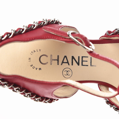 Chanel Lambskin Gladiator Chain Sandals 36 Dark Pink 8 of 8