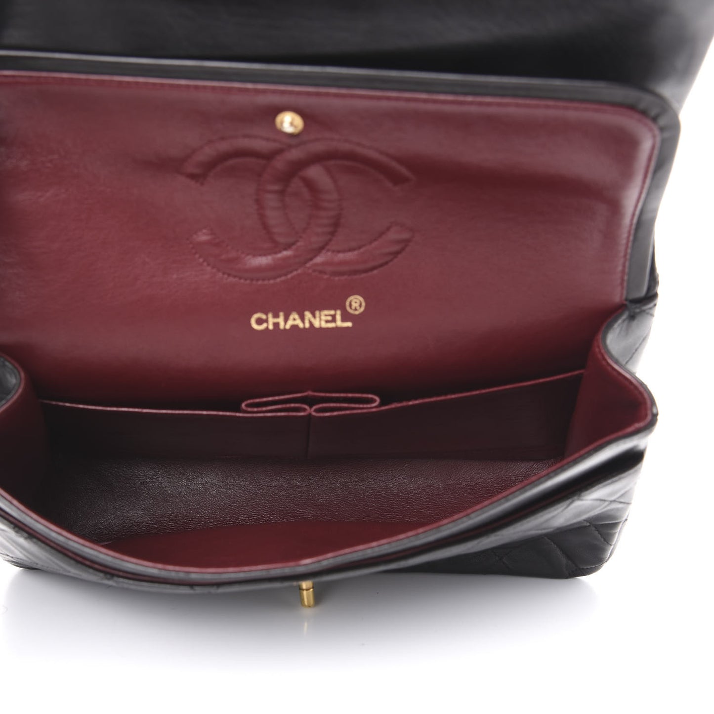 Lambskin Quilted Medium Double Flap Black