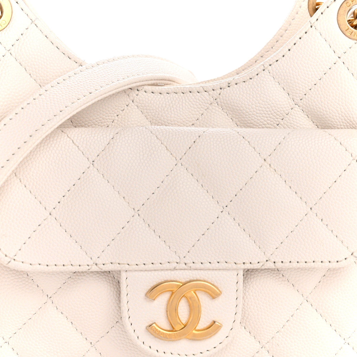 Chanel Caviar Quilted Small Wavy CC Hobo White 8 of 14