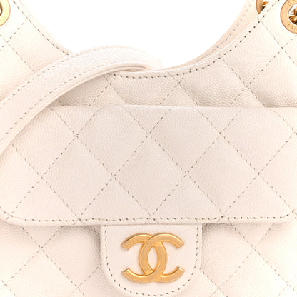 Chanel Caviar Quilted Small Wavy CC Hobo White 8 of 14
