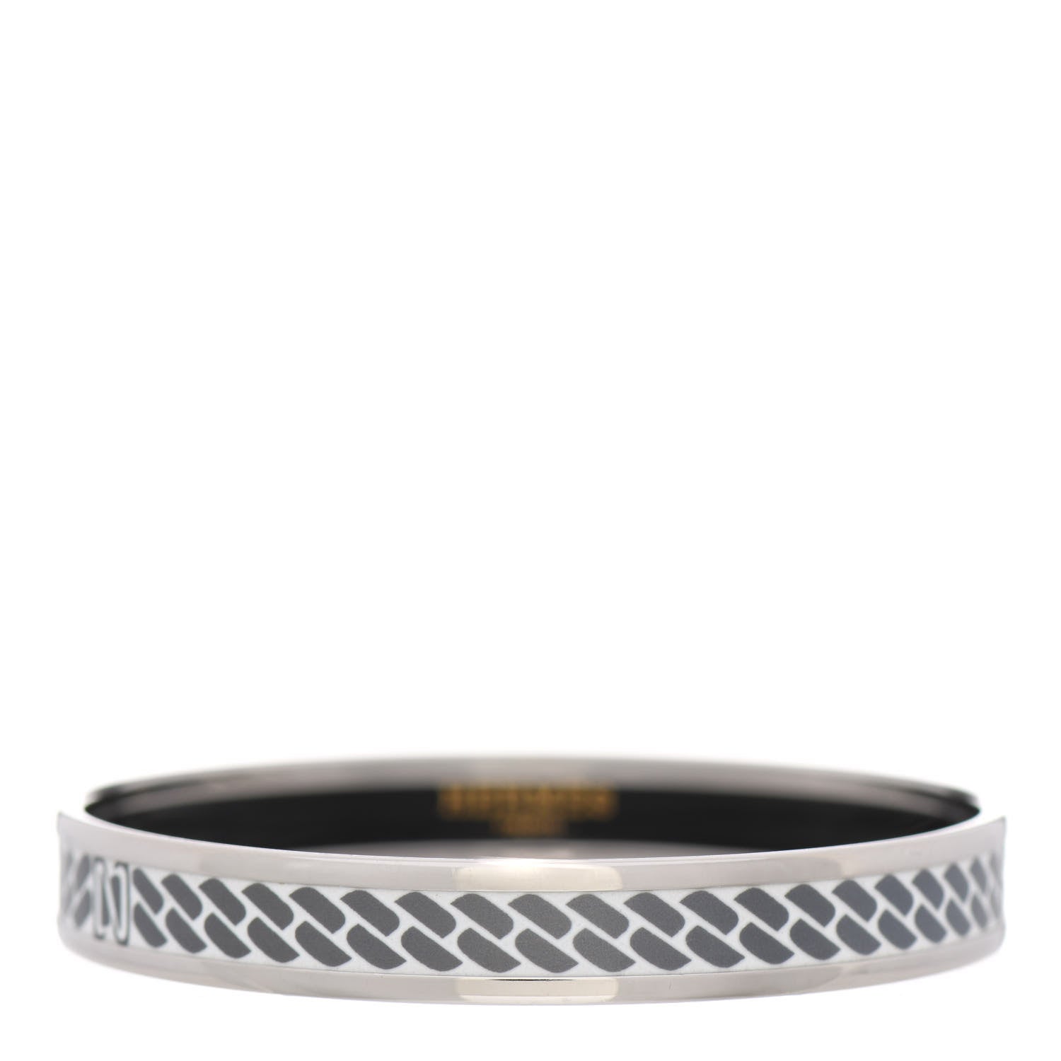 Hermes Enamel Printed Narrow Clic C'est Noue Bracelet 62 White Platinum 1 of 4