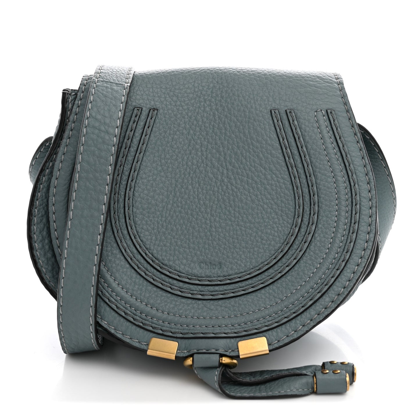 Calfskin Mini Marcie Round Crossbody Bag Storm Blue